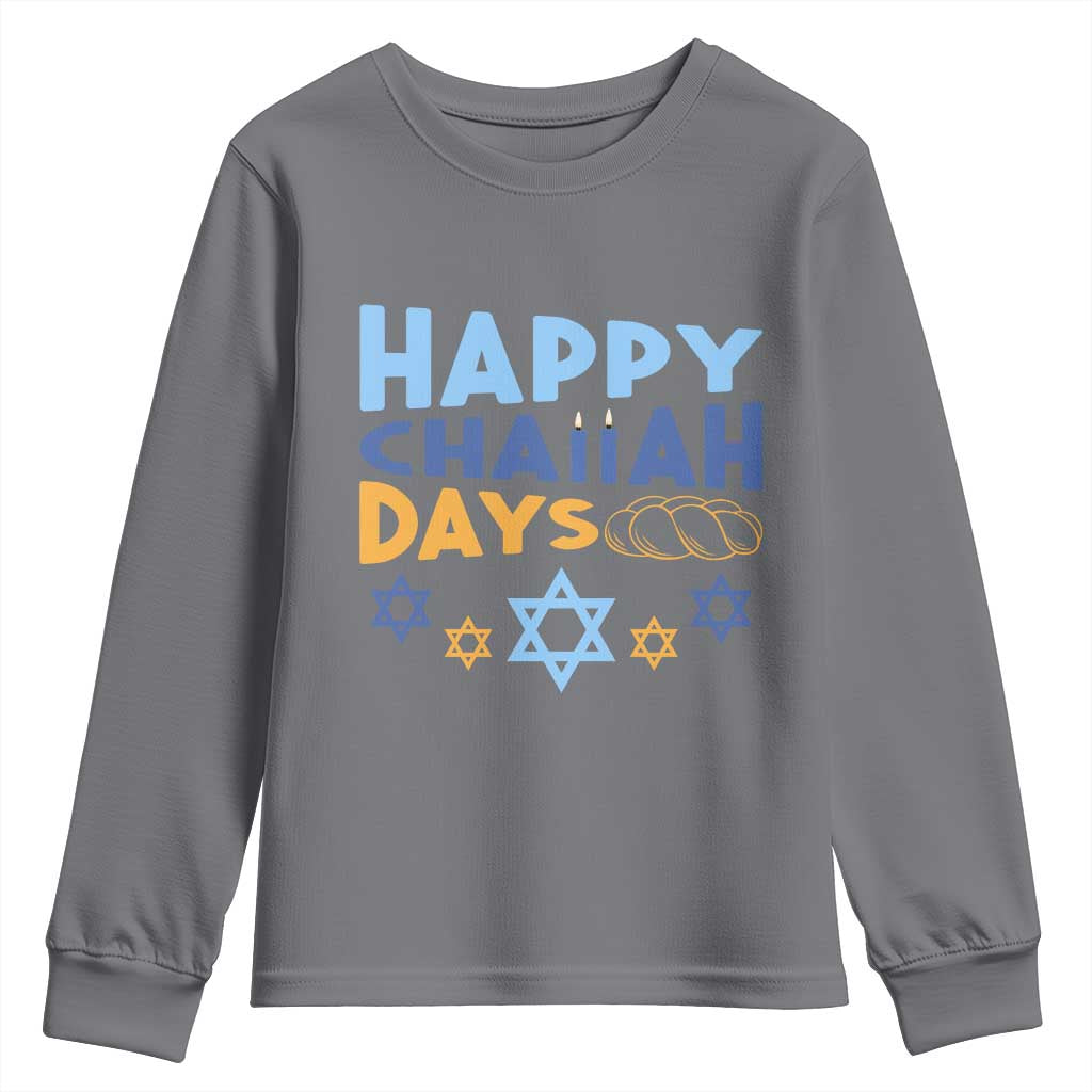 Happy Challah Days Youth Sweatshirt Hanukkah Holiday Gift TS12 Charcoal Print Your Wear