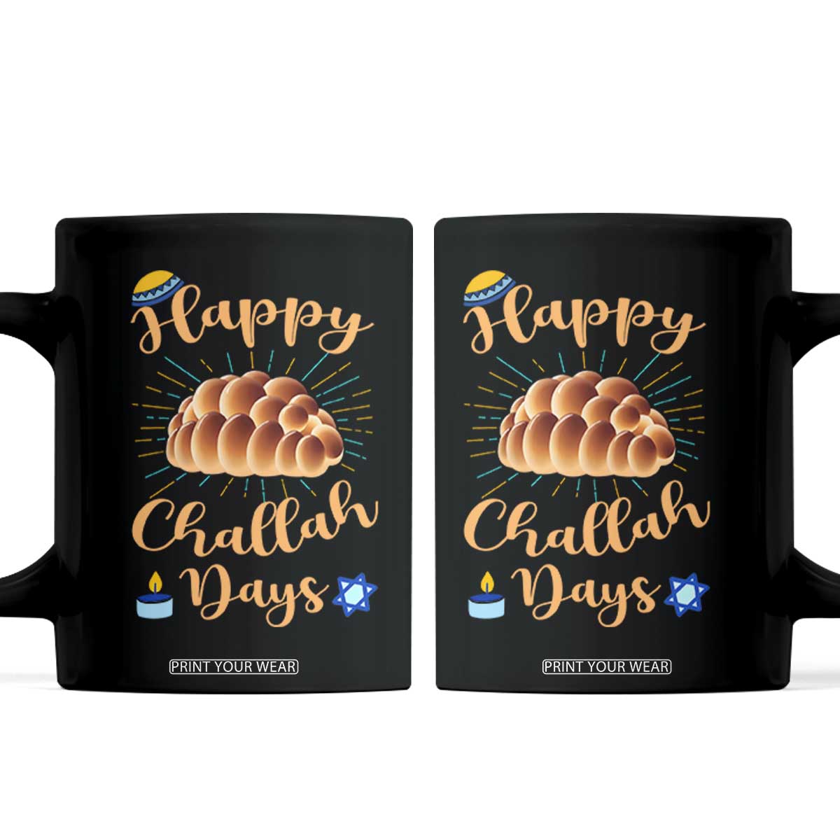 Funny Hanukkah Happy Challah Days Coffee Mug Jewish Gift TS12 Black Print Your Wear