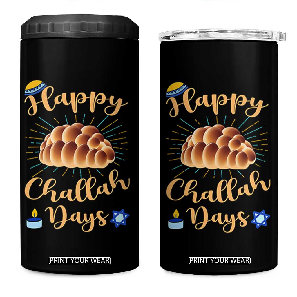 Funny Hanukkah Happy Challah Days 4 in 1 Can Cooler Tumbler Jewish Gift TS12 One Size: 16 oz Black Print Your Wear