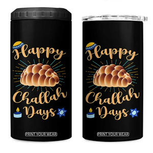 Funny Hanukkah Happy Challah Days 4 in 1 Can Cooler Tumbler Jewish Gift TS12 One Size: 16 oz Black Print Your Wear