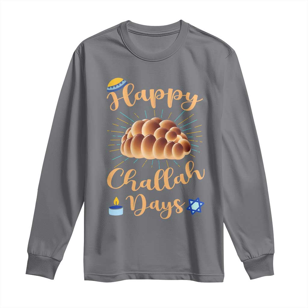 Funny Hanukkah Happy Challah Days Long Sleeve Shirt Jewish Gift TS12 Charcoal Print Your Wear