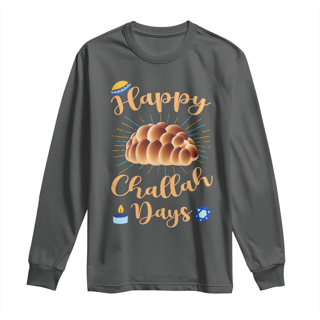 Funny Hanukkah Happy Challah Days Long Sleeve Shirt Jewish Gift TS12 Dark Heather Print Your Wear