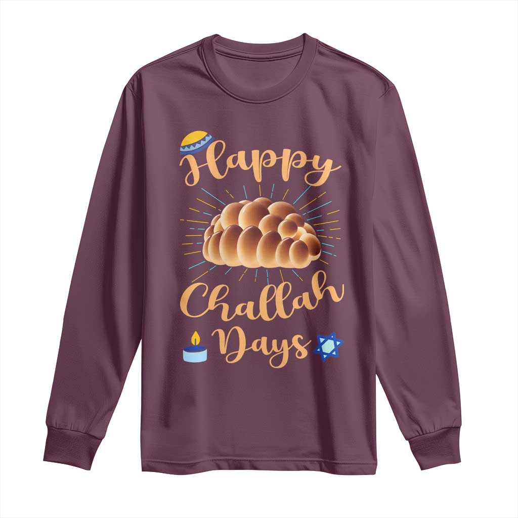 Funny Hanukkah Happy Challah Days Long Sleeve Shirt Jewish Gift TS12 Maroon Print Your Wear