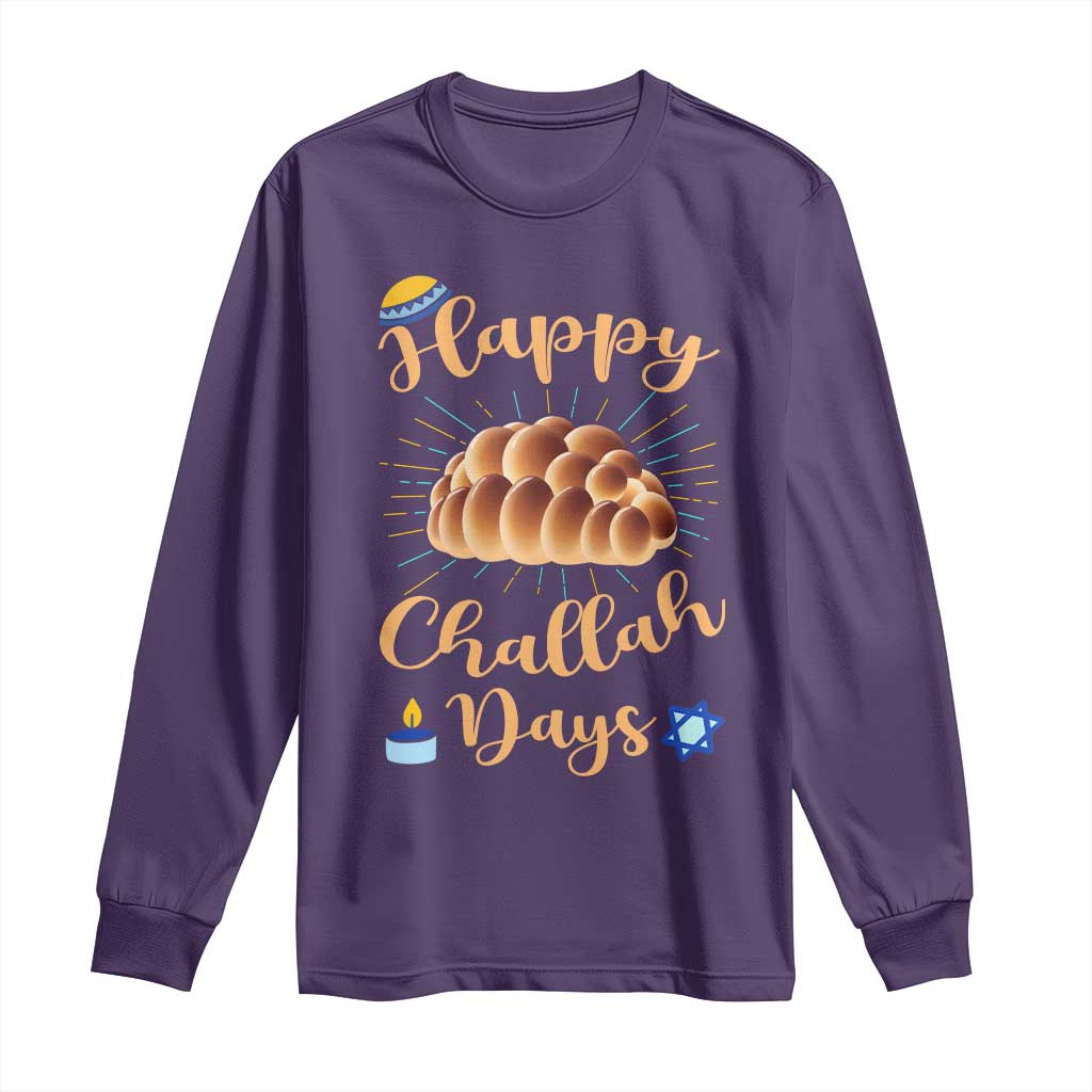 Funny Hanukkah Happy Challah Days Long Sleeve Shirt Jewish Gift TS12 Purple Print Your Wear