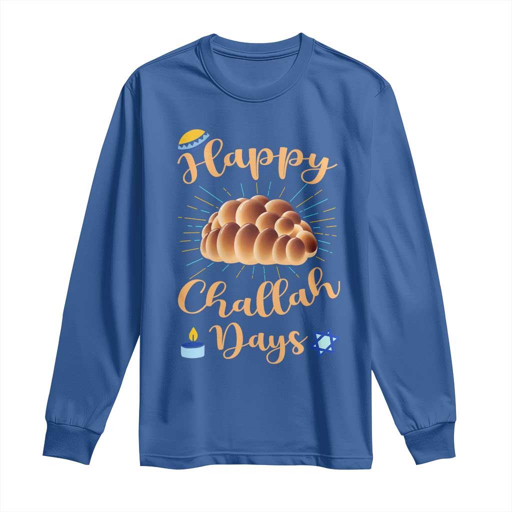 Funny Hanukkah Happy Challah Days Long Sleeve Shirt Jewish Gift TS12 Royal Blue Print Your Wear