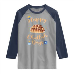 Funny Hanukkah Happy Challah Days Raglan Shirt Jewish Gift TS12 Sport Gray Navy Print Your Wear