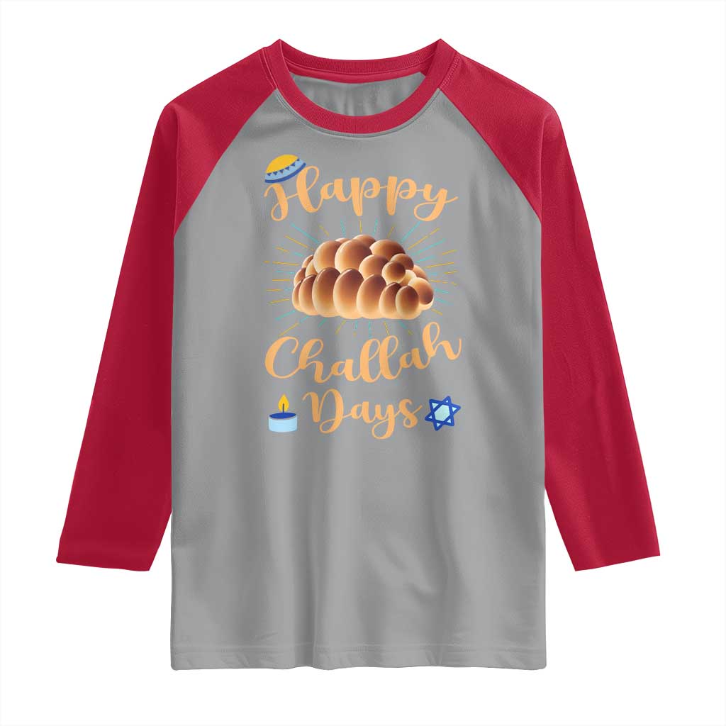 Funny Hanukkah Happy Challah Days Raglan Shirt Jewish Gift TS12 Sport Gray Red Print Your Wear