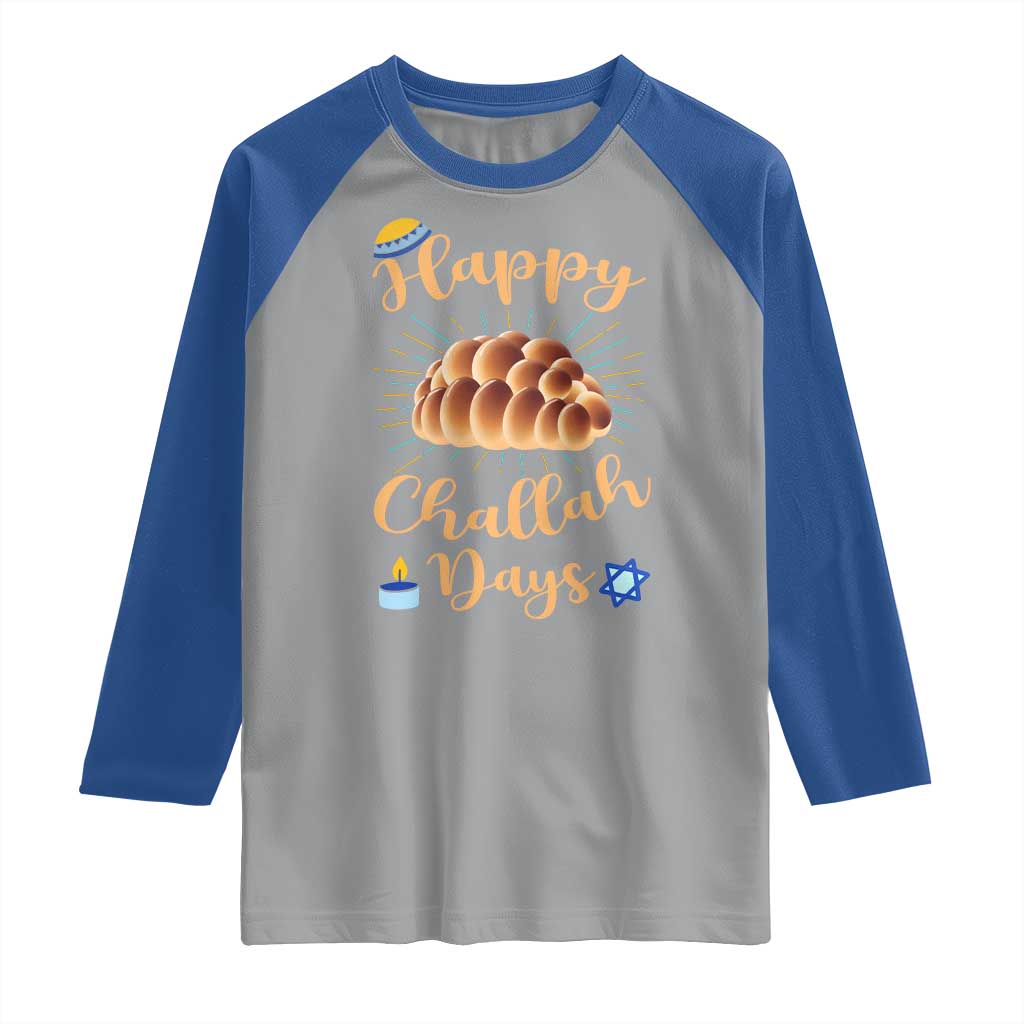 Funny Hanukkah Happy Challah Days Raglan Shirt Jewish Gift TS12 Sport Gray Royal Print Your Wear