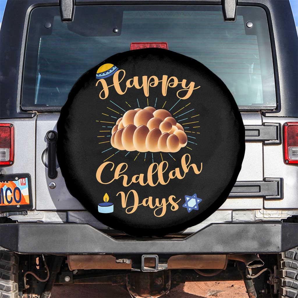 Funny Hanukkah Happy Challah Days Spare Tire Cover Jewish Gift TS12 No hole Black Print Your Wear