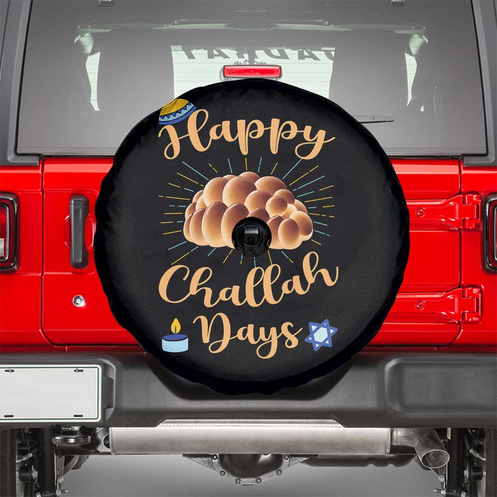 Funny Hanukkah Happy Challah Days Spare Tire Cover Jewish Gift TS12 Black Print Your Wear
