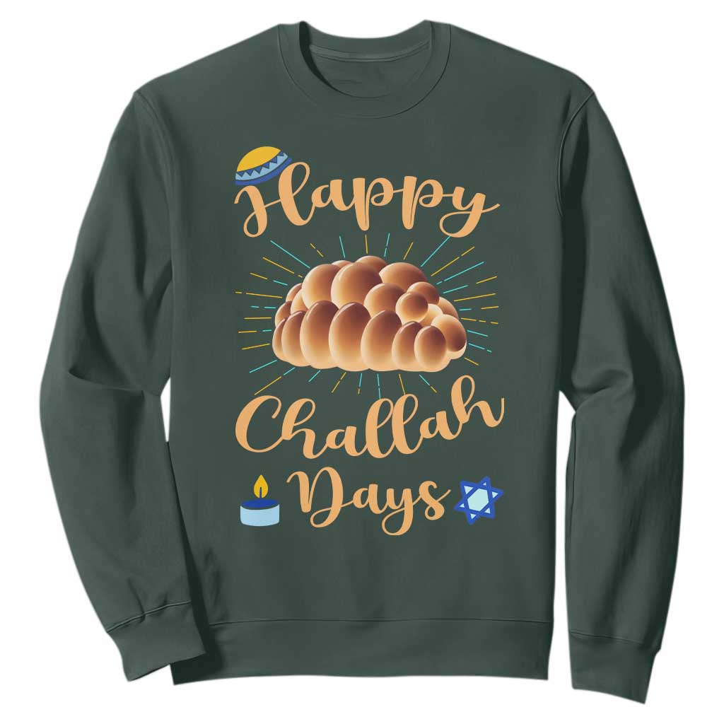 Funny Hanukkah Happy Challah Days Sweatshirt Jewish Gift TS12 Dark Forest Green Print Your Wear