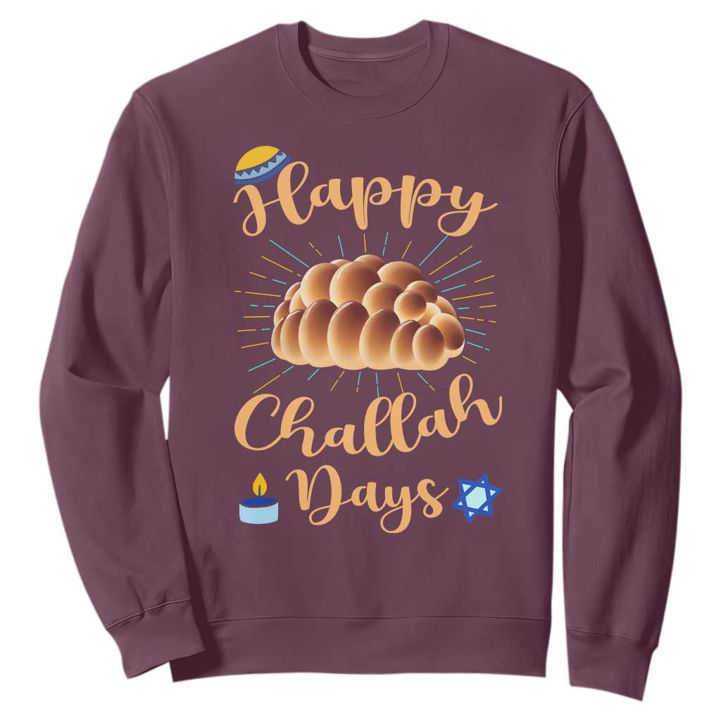 Funny Hanukkah Happy Challah Days Sweatshirt Jewish Gift TS12 Maroon Print Your Wear