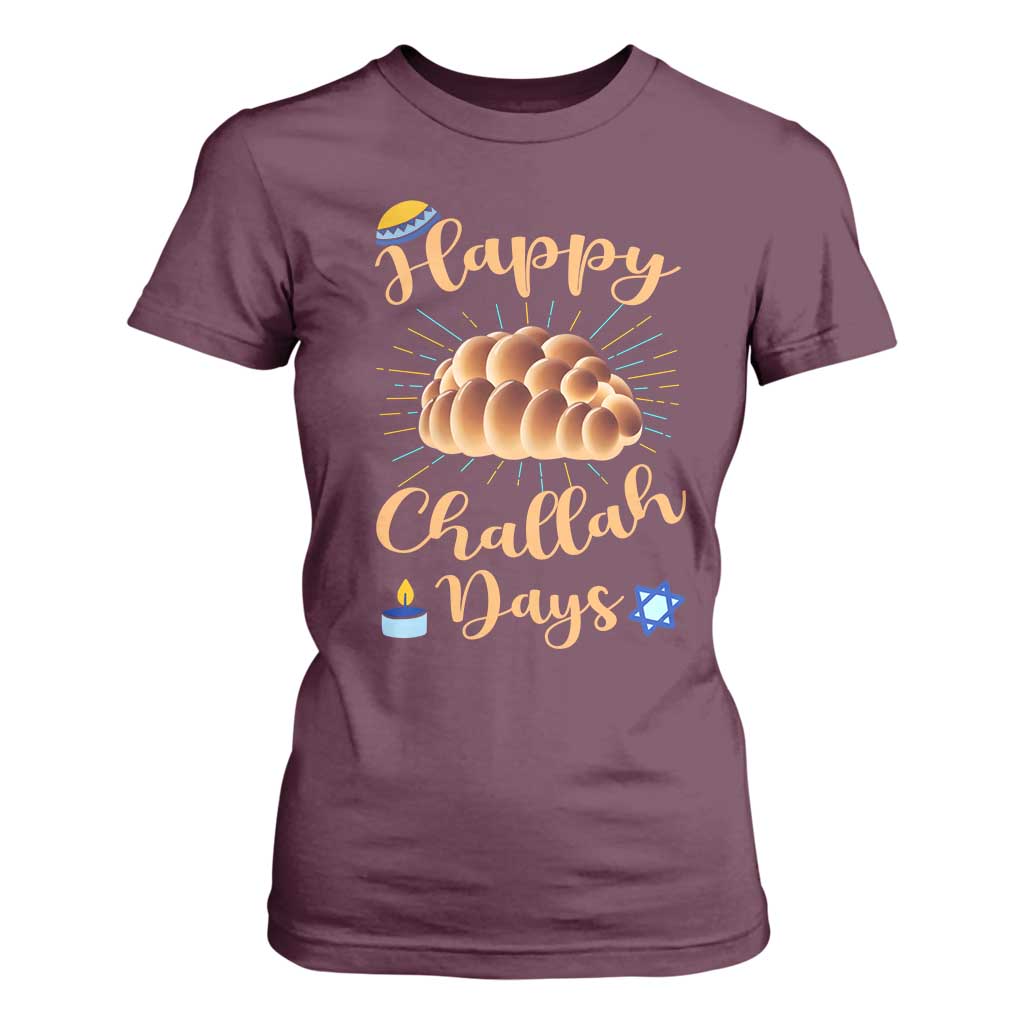 Funny Hanukkah Happy Challah Days T Shirt For Women Jewish Gift TS12 Maroon Print Your Wear