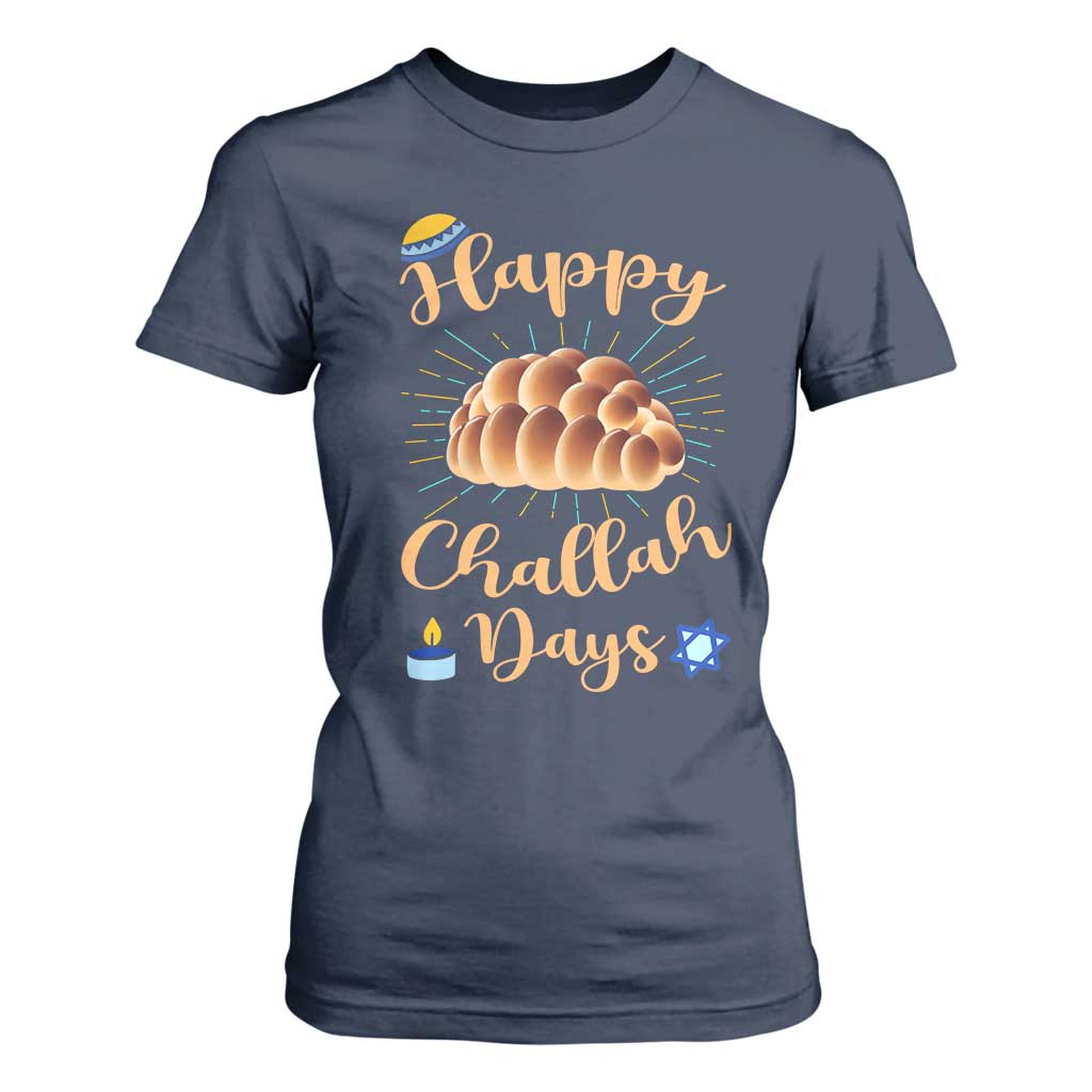 Funny Hanukkah Happy Challah Days T Shirt For Women Jewish Gift TS12 Navy Print Your Wear