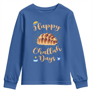 Funny Hanukkah Happy Challah Days Youth Sweatshirt Jewish Gift TS12 Royal Blue Print Your Wear