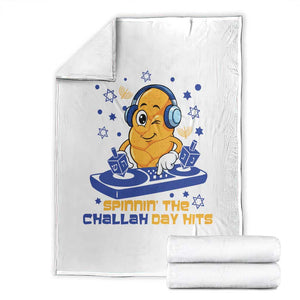 Hanukkah DJ Challah And Dreidel Throw Blanket Funny Jewish Gift TS12 White Print Your Wear