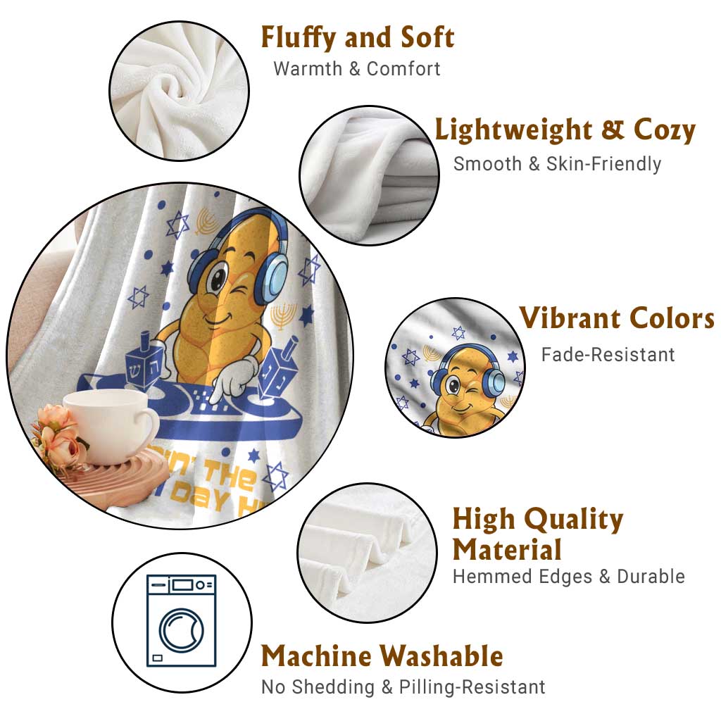 Hanukkah DJ Challah And Dreidel Throw Blanket Funny Jewish Gift TS12 Print Your Wear