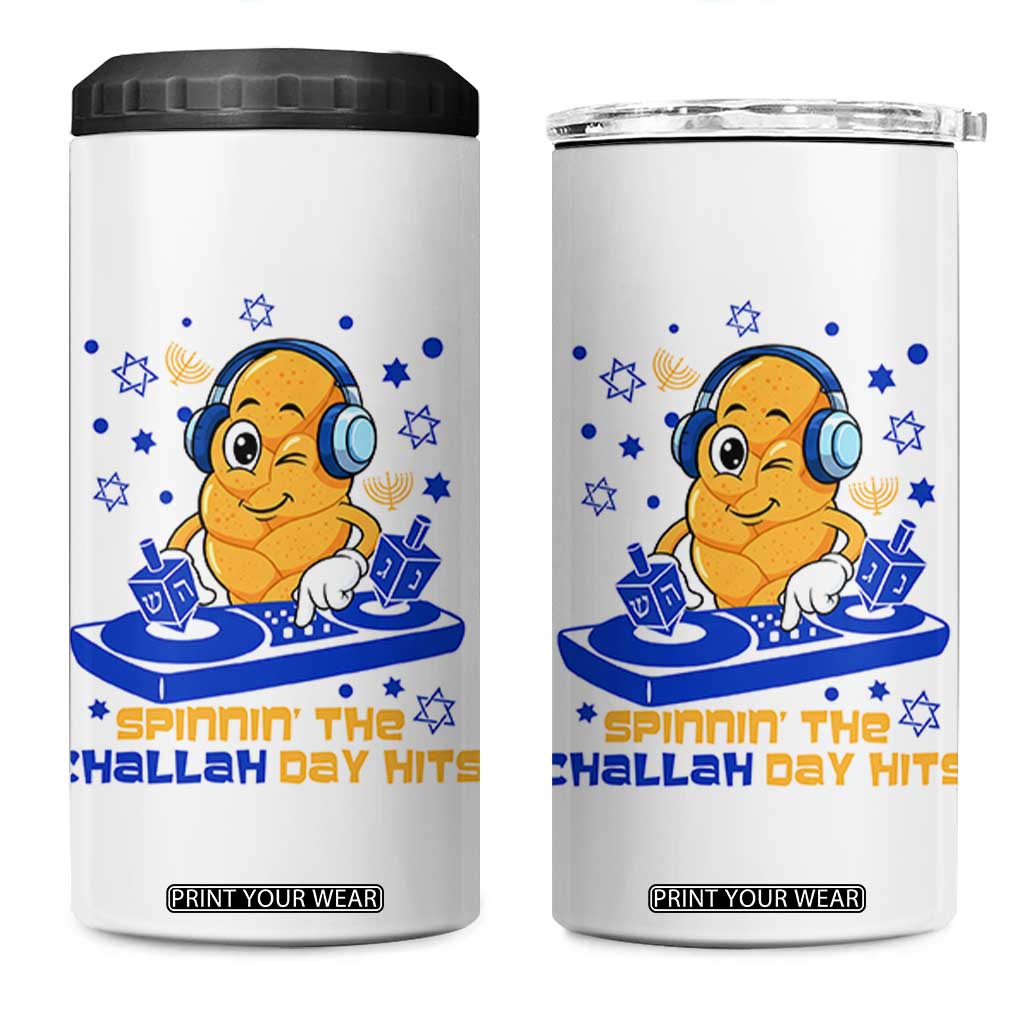 Hanukkah DJ Challah And Dreidel 4 in 1 Can Cooler Tumbler Funny Jewish Gift TS12 One Size: 16 oz White Print Your Wear