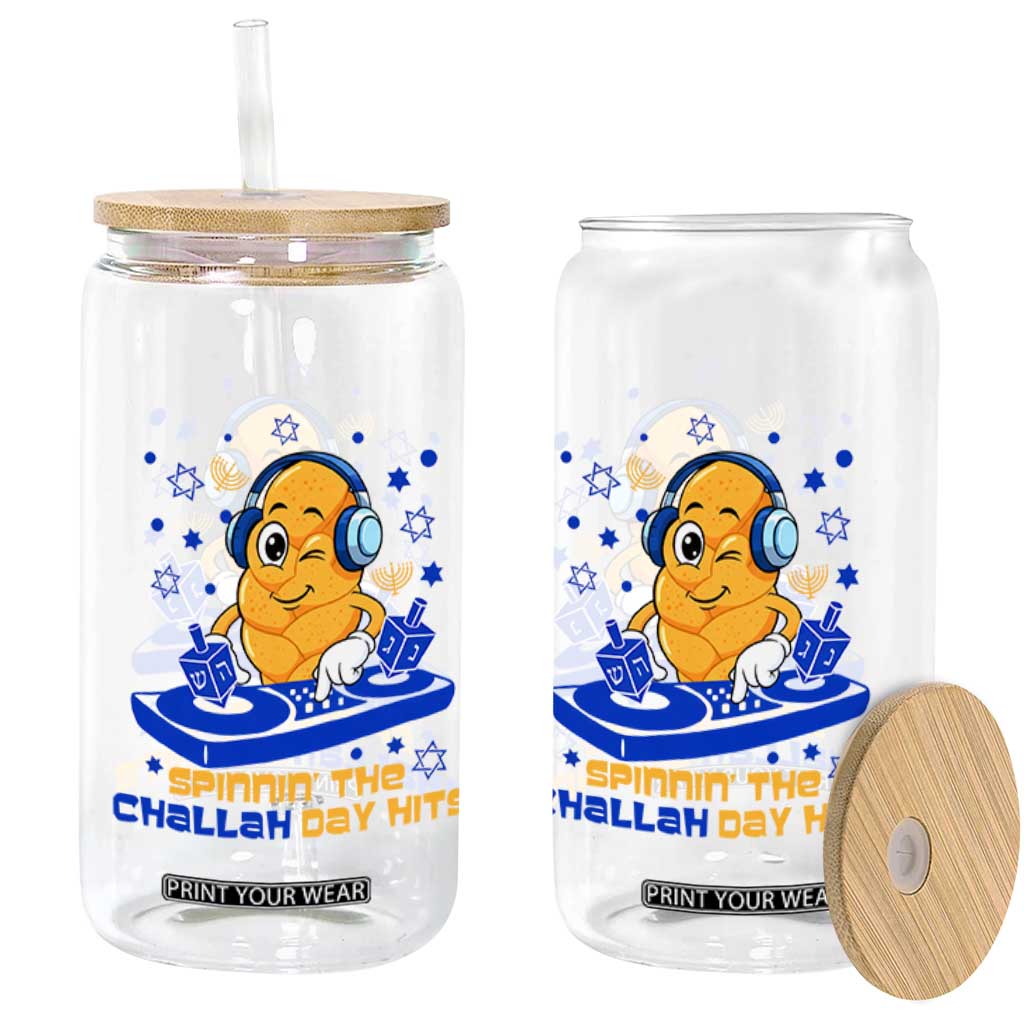 Hanukkah DJ Challah And Dreidel Glass Can Funny Jewish Gift TS12 Print Your Wear