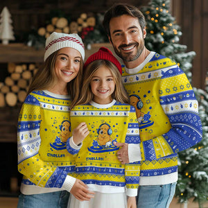 Chanukkah DJ Challah And Dreidel Hanukkah Ugly Sweater Funny Jewish Gift TS12 Gold Royal Blue Print Your Wear