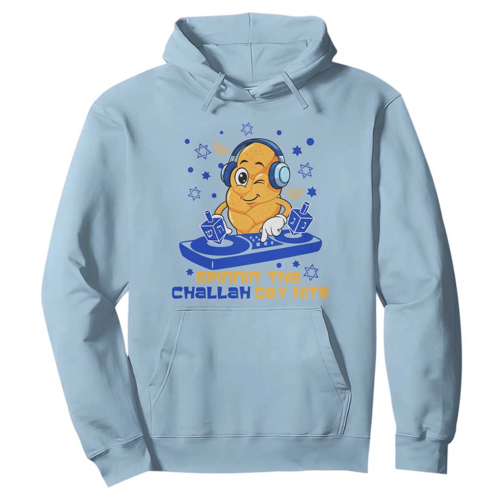Hanukkah DJ Challah And Dreidel Hoodie Funny Jewish Gift TS12 Light Blue Print Your Wear