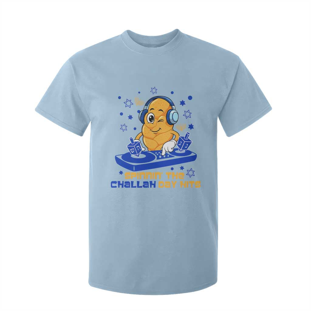 Hanukkah DJ Challah And Dreidel T Shirt For Kid Funny Jewish Gift TS12 Light Blue Print Your Wear