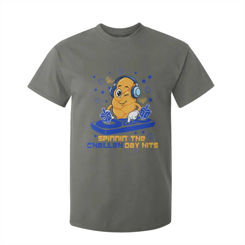 Hanukkah DJ Challah And Dreidel T Shirt For Kid Funny Jewish Gift TS12 Military Green Print Your Wear