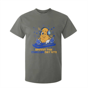 Hanukkah DJ Challah And Dreidel T Shirt For Kid Funny Jewish Gift TS12 Military Green Print Your Wear