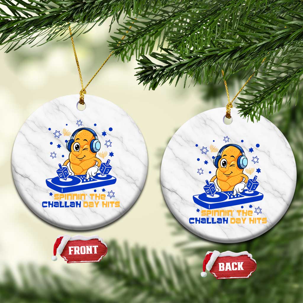 Hanukkah DJ Challah And Dreidel Ceramic Ornament Funny Jewish Gift TS12 1pc White Marble Print Your Wear