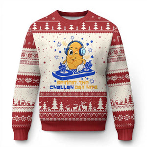 Hanukkah DJ Challah And Dreidel Ugly Christmas Sweater Funny Jewish Gift TS12 Beige Red Print Your Wear