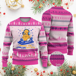 Hanukkah DJ Challah And Dreidel Ugly Christmas Sweater Funny Jewish Gift TS12 Hot Pink Print Your Wear