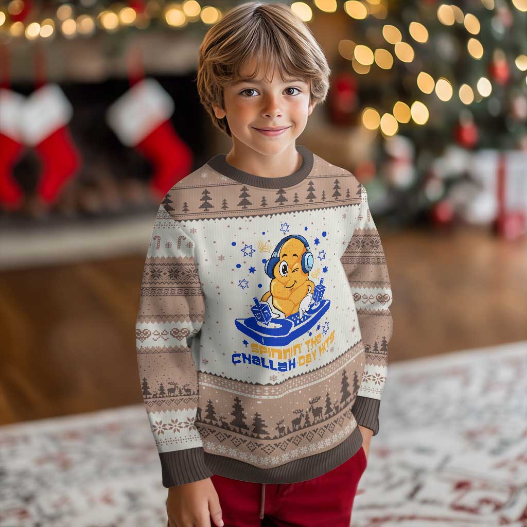 Hanukkah DJ Challah And Dreidel Ugly Christmas Sweater Funny Jewish Gift TS12 Mocha Mousse Print Your Wear