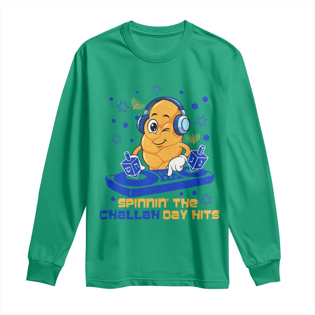 Hanukkah DJ Challah And Dreidel Long Sleeve Shirt Funny Jewish Gift TS12 Irish Green Print Your Wear