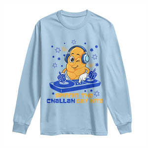 Hanukkah DJ Challah And Dreidel Long Sleeve Shirt Funny Jewish Gift TS12 Light Blue Print Your Wear