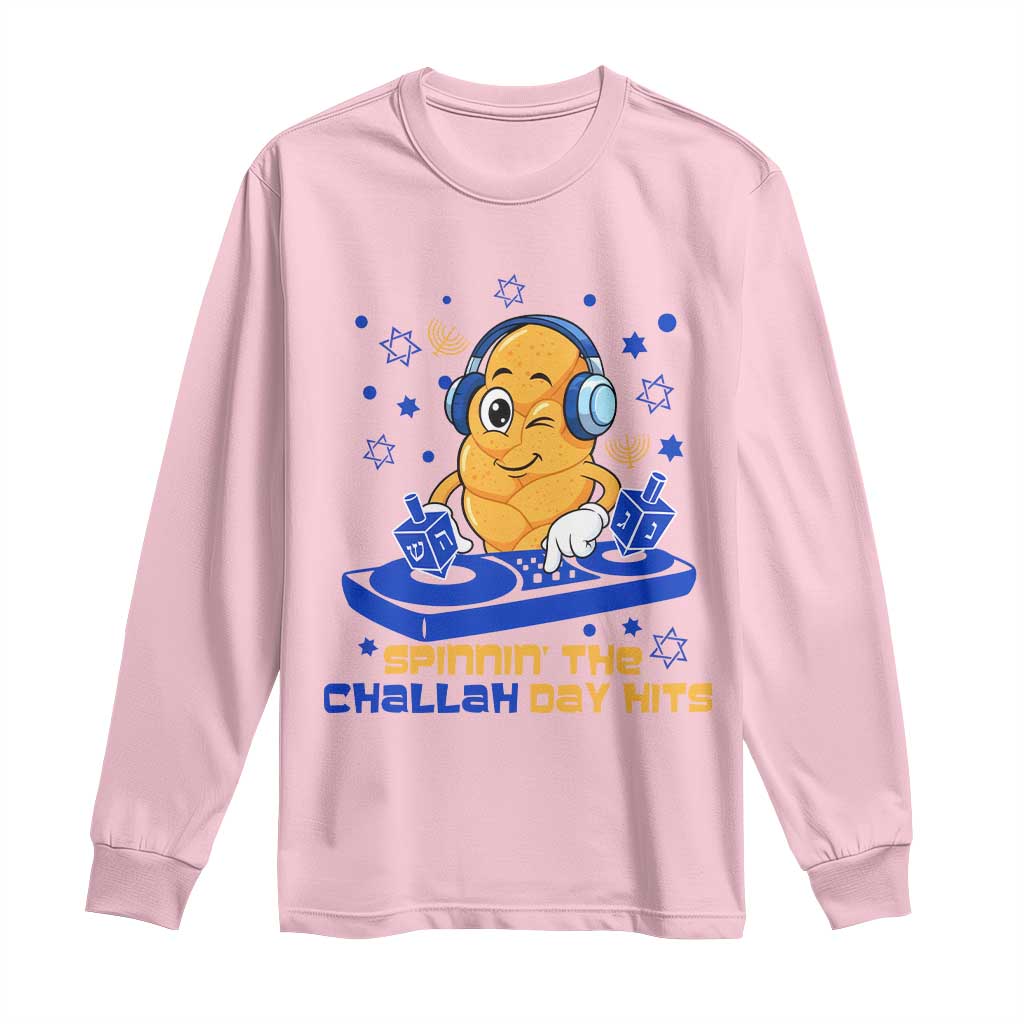 Hanukkah DJ Challah And Dreidel Long Sleeve Shirt Funny Jewish Gift TS12 Light Pink Print Your Wear
