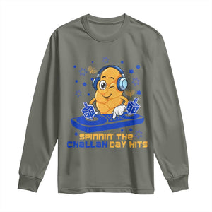 Hanukkah DJ Challah And Dreidel Long Sleeve Shirt Funny Jewish Gift TS12 Military Green Print Your Wear