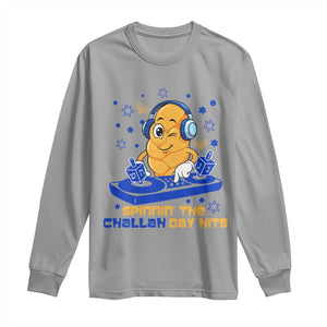 Hanukkah DJ Challah And Dreidel Long Sleeve Shirt Funny Jewish Gift TS12 Sport Gray Print Your Wear