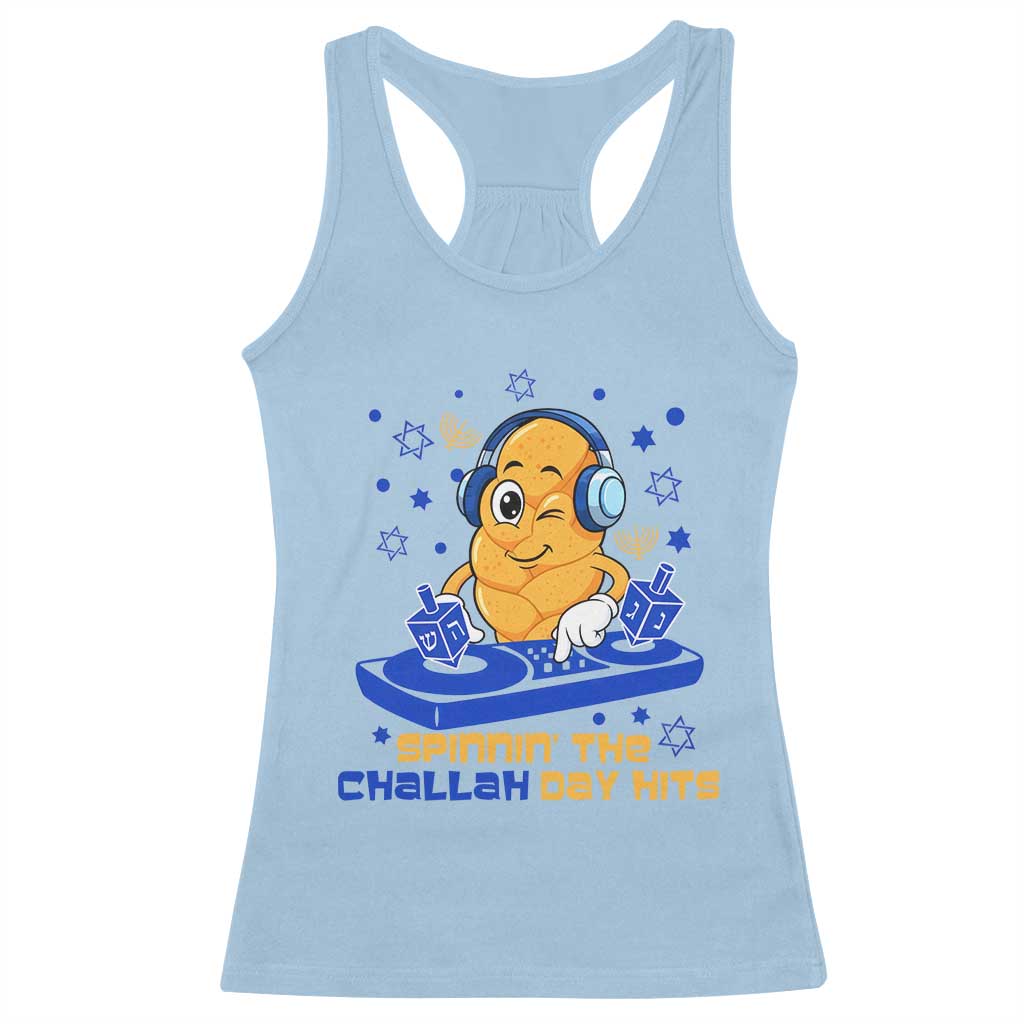 Hanukkah DJ Challah And Dreidel Racerback Tank Top Funny Jewish Gift TS12 Light Blue Print Your Wear