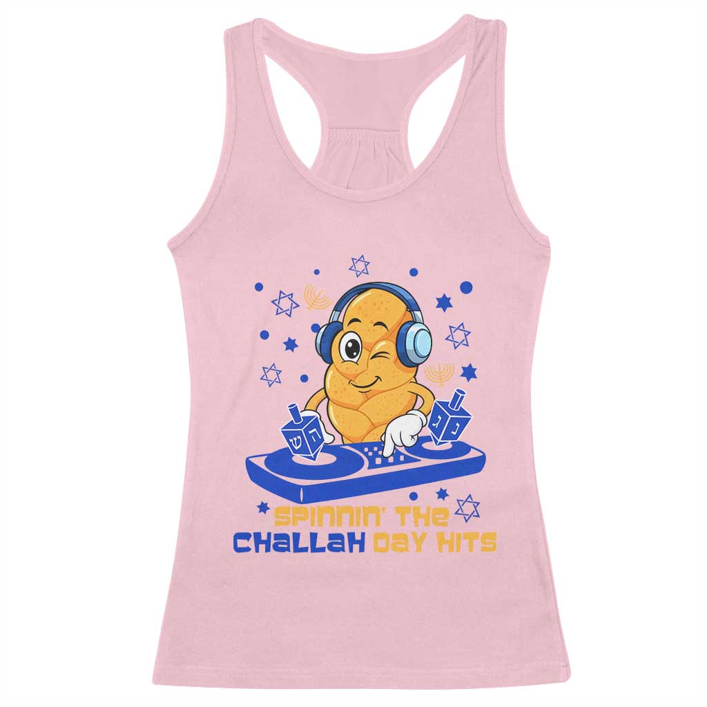 Hanukkah DJ Challah And Dreidel Racerback Tank Top Funny Jewish Gift TS12 Light Pink Print Your Wear