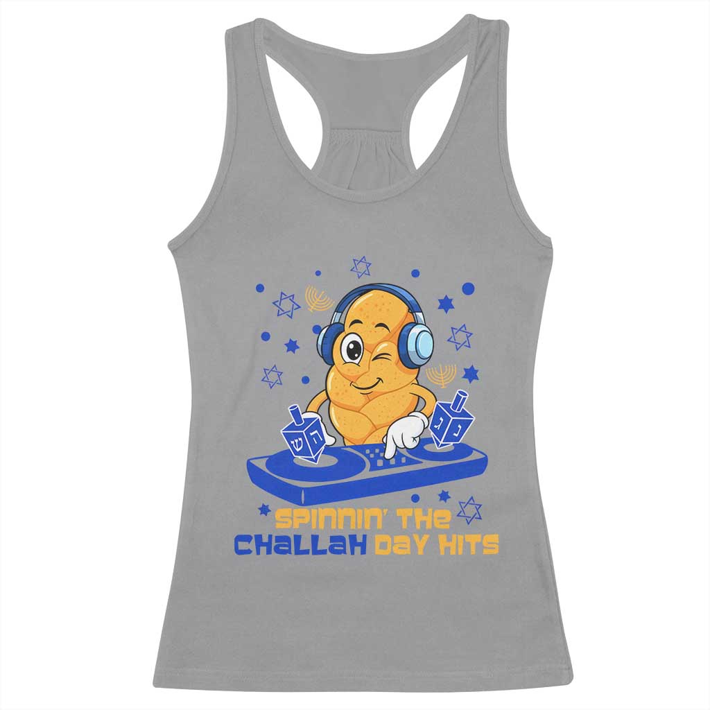 Hanukkah DJ Challah And Dreidel Racerback Tank Top Funny Jewish Gift TS12 Sport Gray Print Your Wear