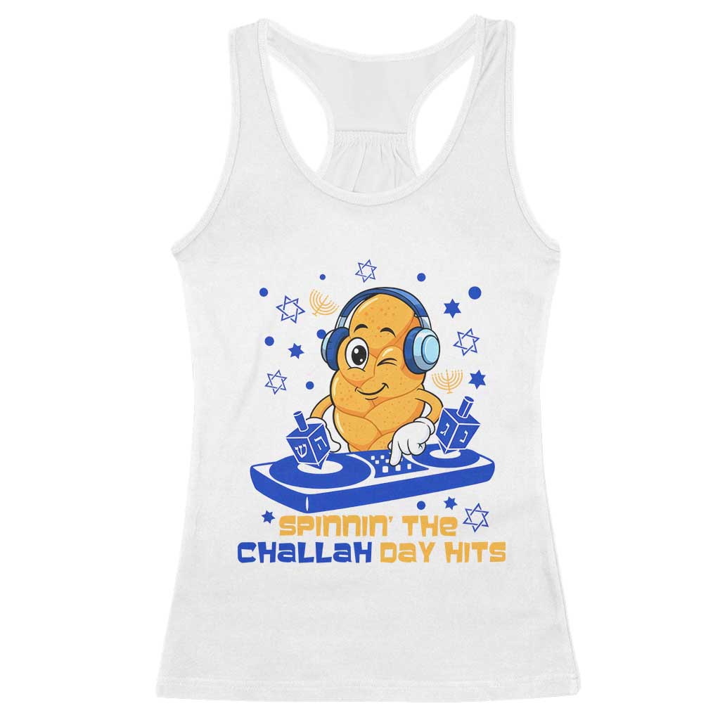 Hanukkah DJ Challah And Dreidel Racerback Tank Top Funny Jewish Gift TS12 White Print Your Wear