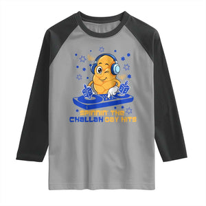 Hanukkah DJ Challah And Dreidel Raglan Shirt Funny Jewish Gift TS12 Sport Gray Black Print Your Wear