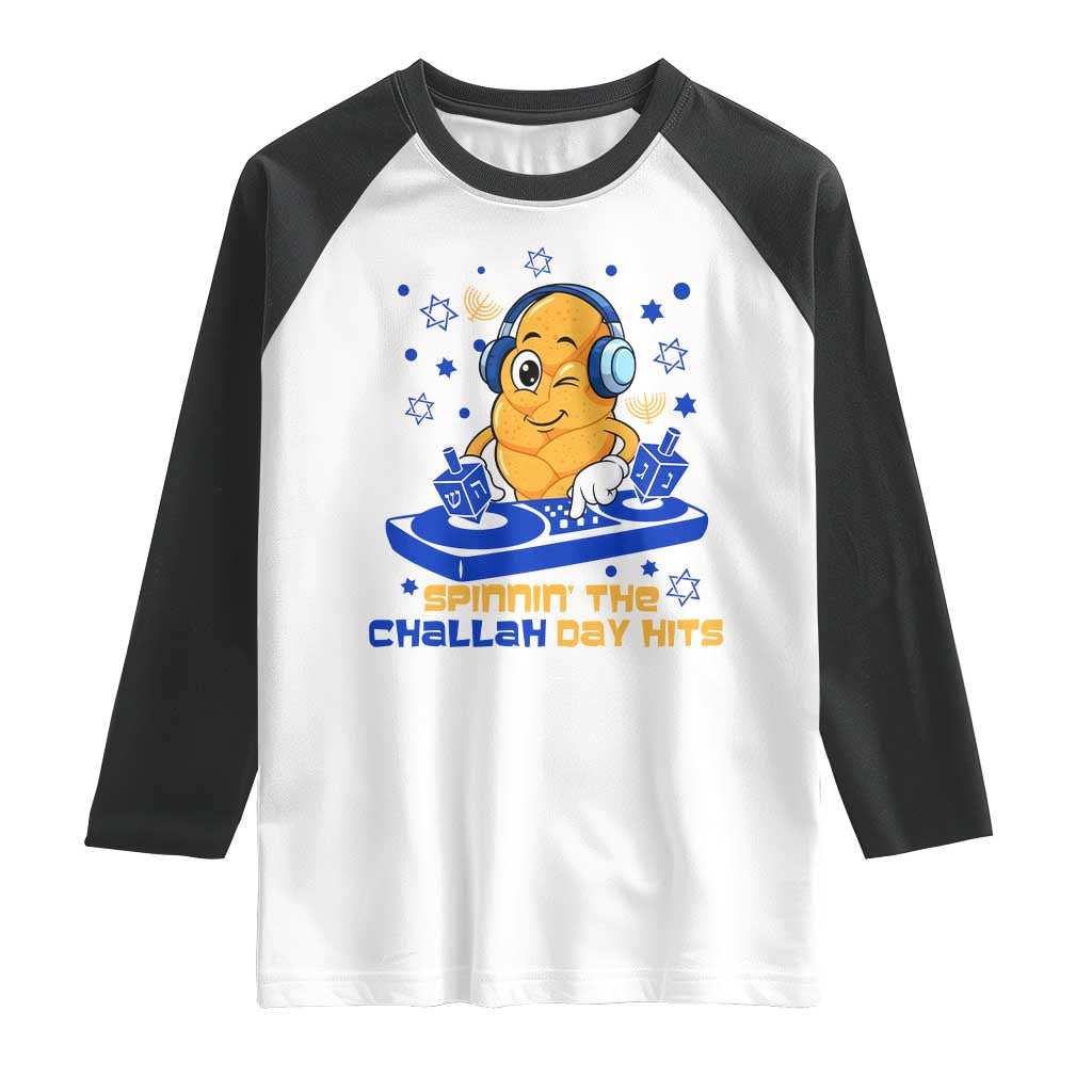 Hanukkah DJ Challah And Dreidel Raglan Shirt Funny Jewish Gift TS12 White Black Print Your Wear