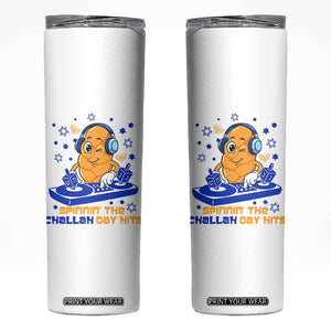 Hanukkah DJ Challah And Dreidel Skinny Tumbler Funny Jewish Gift TS12 White Print Your Wear
