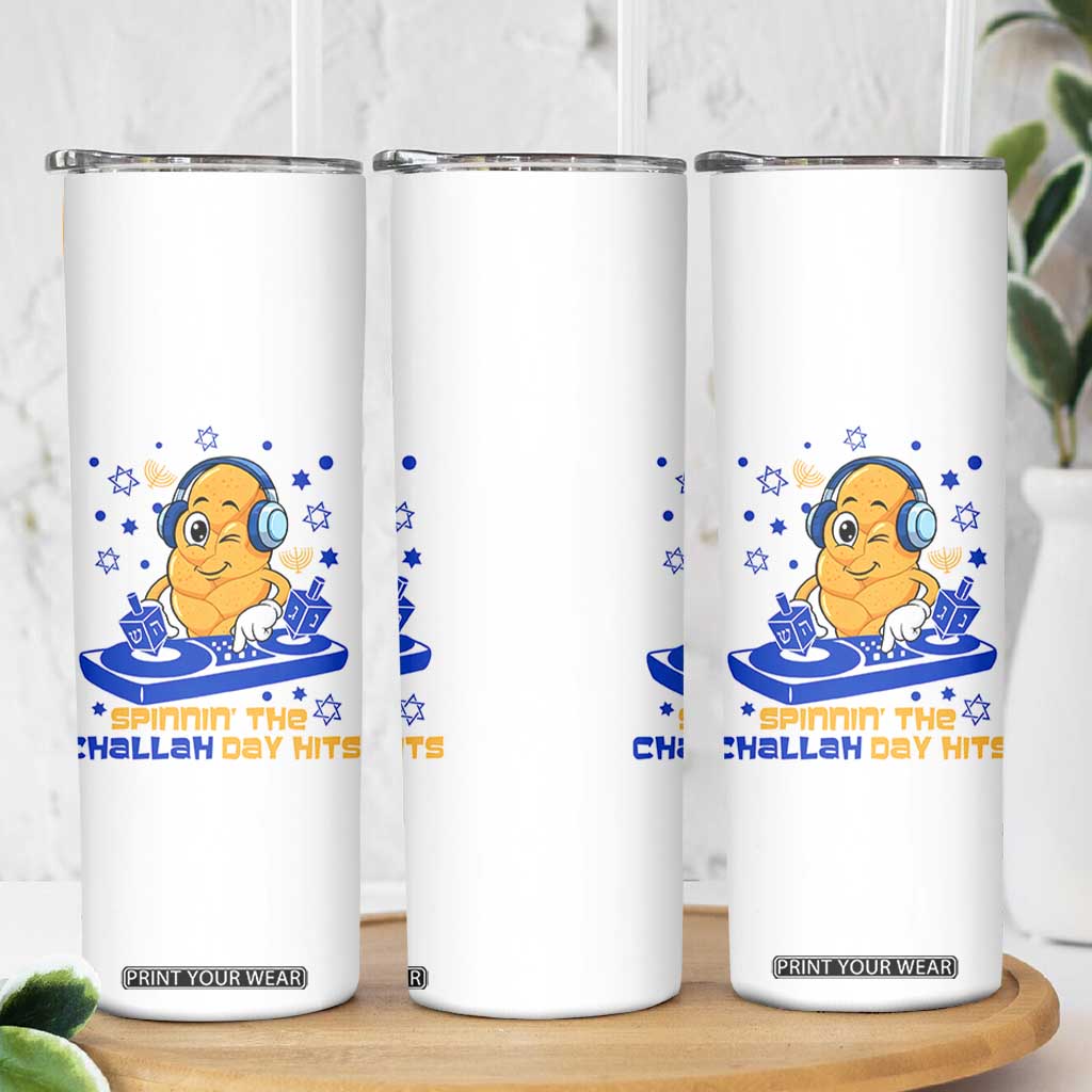 Hanukkah DJ Challah And Dreidel Skinny Tumbler Funny Jewish Gift TS12 Print Your Wear