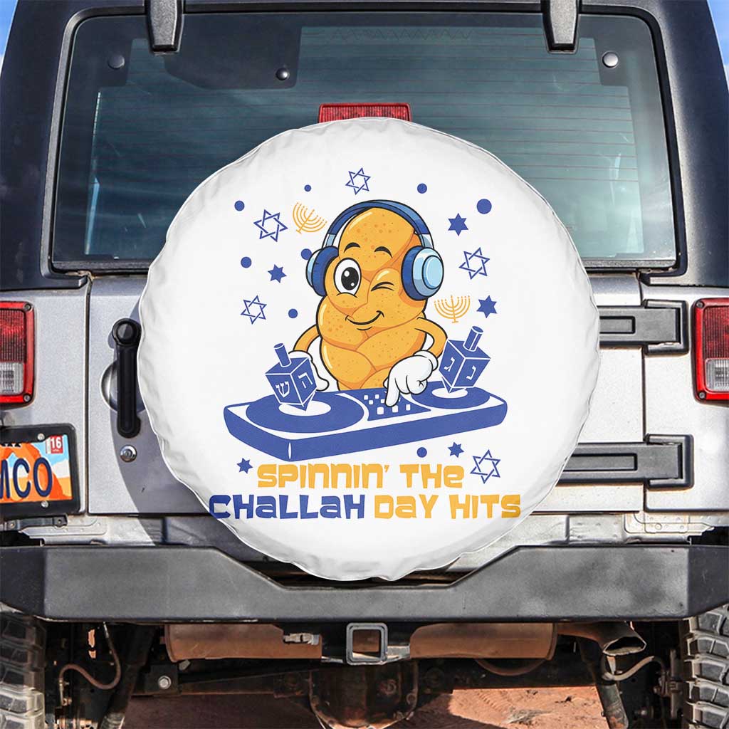 Hanukkah DJ Challah And Dreidel Spare Tire Cover Funny Jewish Gift TS12 No hole White Print Your Wear