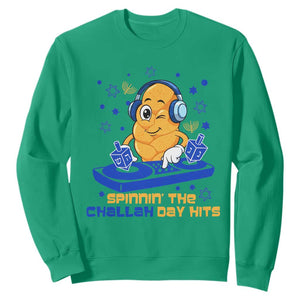 Hanukkah DJ Challah And Dreidel Sweatshirt Funny Jewish Gift TS12 Irish Green Print Your Wear