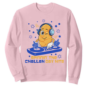 Hanukkah DJ Challah And Dreidel Sweatshirt Funny Jewish Gift TS12 Light Pink Print Your Wear