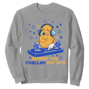 Hanukkah DJ Challah And Dreidel Sweatshirt Funny Jewish Gift TS12 Sport Gray Print Your Wear