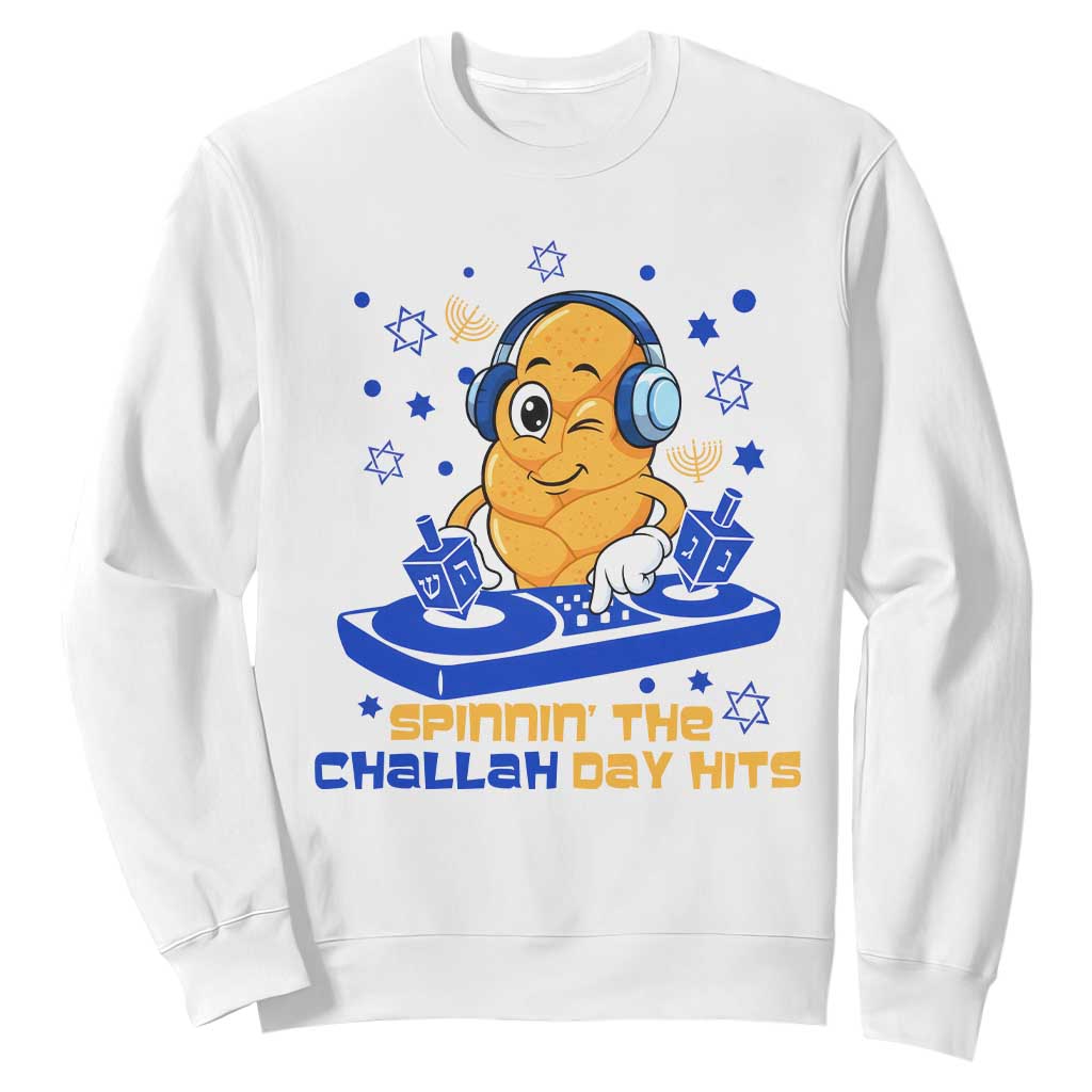 Hanukkah DJ Challah And Dreidel Sweatshirt Funny Jewish Gift TS12 White Print Your Wear